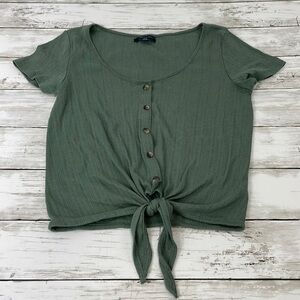 AMERICAN EAGLE SZ S CROP TIED TOP GREEN